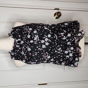 LOFT Black Floral Sleeveless Top